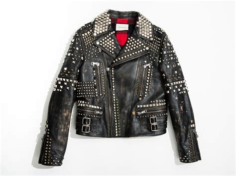 leather jacket gucci|gucci studded leather biker jacket.